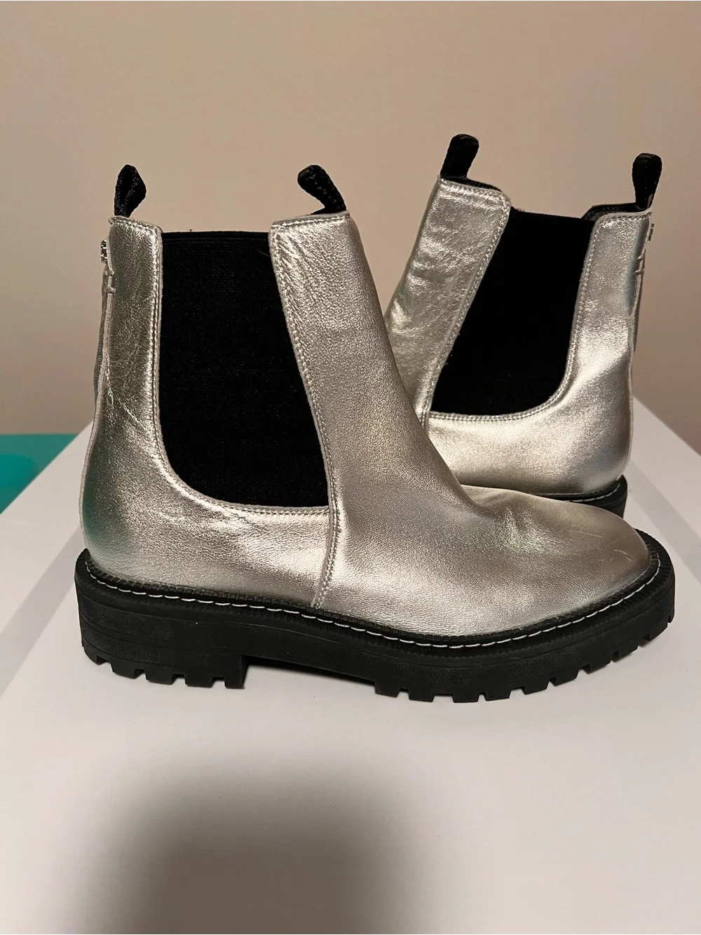 Sam Edelman Silver Metallic Kids Chelsea Rain & Snow Boots